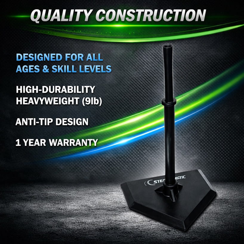 Baseball tee with quality construction features on a dark background