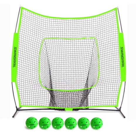 swingrail hitting net and 6 plastic balls product bundle