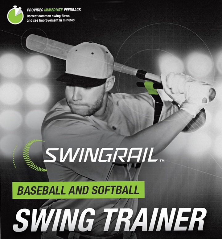 baseball and softball players of all ages demonstration training with swingrail swing trainer