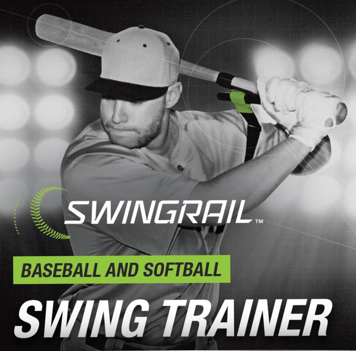 baseball and softball players of all ages demonstration training with swingrail swing trainer