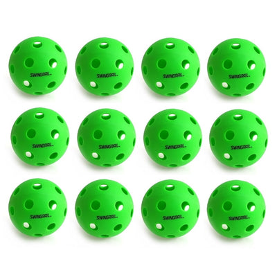 12 plastic training balls (green, swingrail logo)