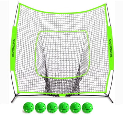 swingrail hitting net 7' x 7' with 6 plastic balls